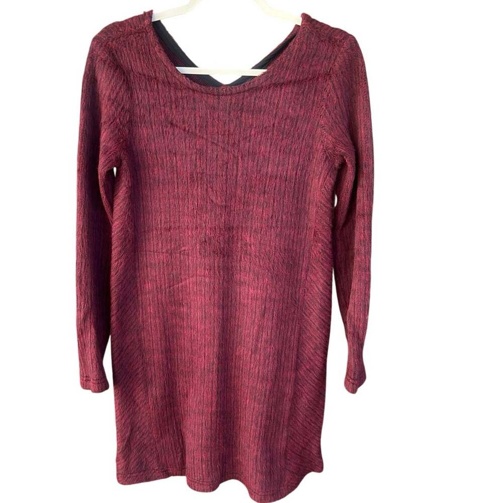 LAGI NADEAU Burgundy Fuzzy Knit Sweater Dress Long Sleeve Small